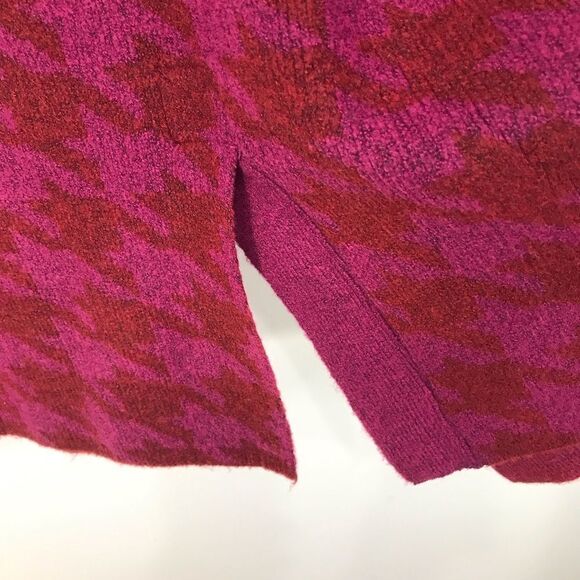 Liz Claiborne Magenta Houndstooth Knit Long Duster Cardigan Sweater - Picture 14 of 16